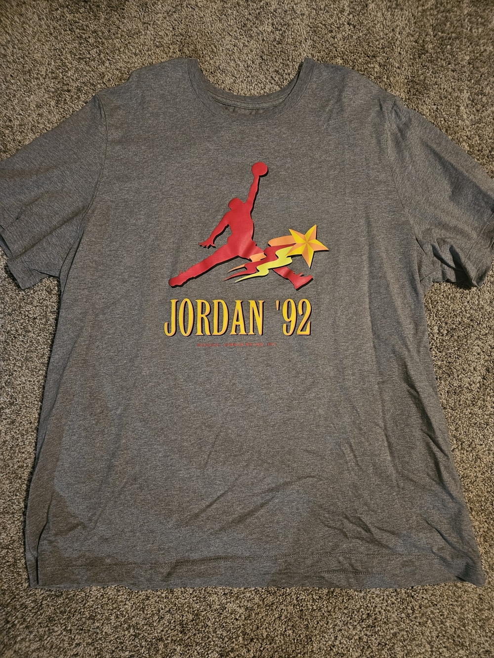 Jordan Gray Short Sleeve Tee with Red & Yellow Graphic XXL